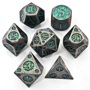 Винтажный набор многогранных металлических кубиков в стиле фэнтези, античная бронза, фиолетовые эмалированные кубики для DND <span class=keywords><strong>RPG</strong></span> (Драгонс и Денджерс) - Product Image 3