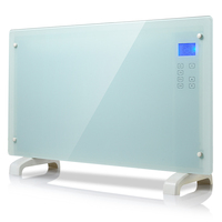 Calentador Eléctrico de Panel de Vidrio con Pantalla LED de Vidrio, 1500 W, 2 Configuraciones de Calor