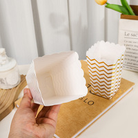 Boîte à Popcorn Rectangulaire Dorée à Rayures Verticales, Contenant pour Frites et Nuggets de Poulet, Carton Blanc 250 g/m² pour Anniversaire