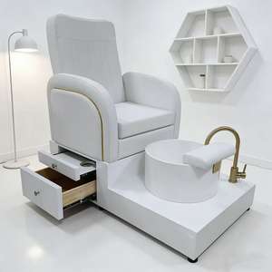 Factory New Style Custom Salon Shop Luxury White pink <b>Gold</b> Led Electrical Massage Foot Spa Bath Beauty Pedicure Chairs - Product Image 5