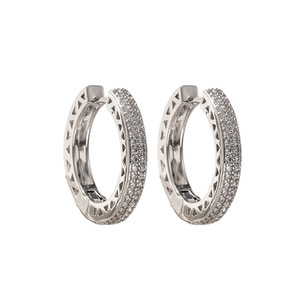 Boucles d'oreilles créoles ovales en zircon, couleur or blanc, bijoux de fête pour femmes - Product Image 4