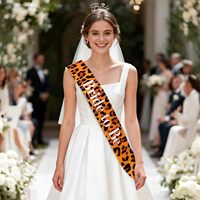 Banda de satén suave con estampado de leopardo para despedida de soltera, despedida de soltera de la novia, accesorios y suministros de decoración para fiesta de despedida de soltera