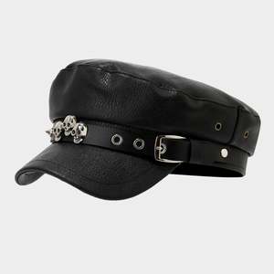 Béret tendance style Hip Hop Punk pour hommes et femmes, en cuir PU avec rivets métalliques, chapeau de personnalité - Product Image 3