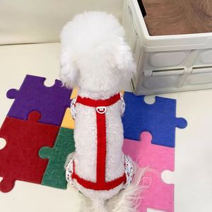 Pet Clothes Dog Harness Red Knit Adjustable All Seasons Protective Wear For Small Medium Dogs Bichon Frise Teddy - Product Image 1
