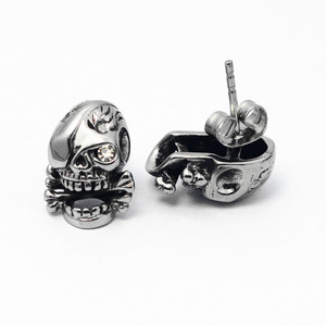 Pendientes de esqueleto yunnique, diseño de calavera con ojos rojos, de acero de titanio, joyería de moda - Product Image 5