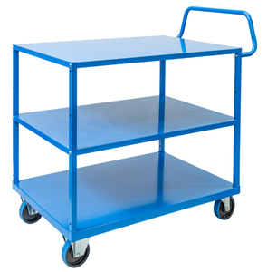 प्रबलित अलमारियों और चिकनी-रोलिंग कैस्टर के साथ लोड-असर 3-टियर स्टील स्टोरेज ट्रॉली - Product Image 1