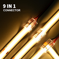 Connecteur de bande LED COB transparent 9 en 1 à 2 broches, connexion rapide sans soudure, plaqué or 8A pour bande LED COB sans interstice de 5 mm, 8 mm, 10 mm