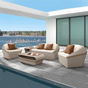 Conjunto de Sofás de Ratán para Exteriores en Forma de L, Estructura de Aluminio Impermeable, Muebles de Jardín de Diseño Moderno y Minimalista - Product Image 4