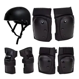 Cotoveleira para skate ajustável, conjunto de 7 peças de proteção para skate e patinação, tamanho ajustável, proteção para o joelho com capacete
