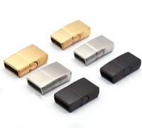 Vente en gros de fermoirs magnétiques carrés en acier inoxydable 8*3 mm 10*3 mm pour bracelet en cuir, fabrication de bijoux DIY