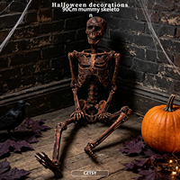 Squelette de momie suspendu d'Halloween de 90 cm, décoration pour bar, maison hantée, escape room, accessoire crâne terrifiant, pour créer une ambiance.