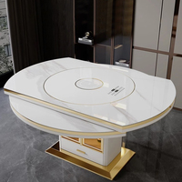 Ensemble de table à manger extensible moderne avec plateau en marbre et chaises en marbre pour mobilier de bar à domicile
