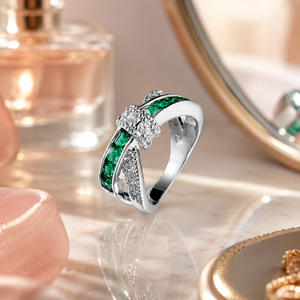 Anello Incrociato con Pietre Scintillanti Multicolore per Donne, Elegante Gioiello da Dito per Feste e Uso Quotidiano - Product Image 6
