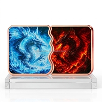 Double barre de cuivre 5 AVDP oz 999 Fine Fire Ice Dragon Battle 10 oz Pièce de cuivre rectangulaire gaufrée, Cadeau de collection de fantaisie moderne