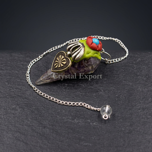 Péndulo de Cristal Hecho a Mano con Base de Amatista y Elementos Decorativos Coloridos para Uso Artístico Coleccionable de Feng Shui - Product Image 3