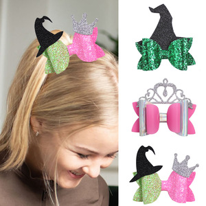 Accessoires pour <span class=keywords><strong>cheveux</strong></span> personnalisés à paillettes sur le thème des personnages <span class=keywords><strong>de</strong></span> Wicked, pinces à <span class=keywords><strong>cheveux</strong></span> <span class=keywords><strong>de</strong></span> princesse en gros, accessoires pour <span class=keywords><strong>cheveux</strong></span> nœuds roses et verts inspirés du film - Product Image 1
