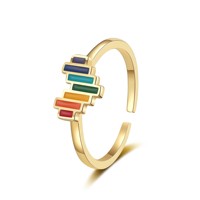 RFJEWEL 2026 Nouvelle Bague Ouverte Ajustable en Forme de Cœur Colorée Plaqué Or/Argent, Bijou Tendance pour Femme, Vente en Gros