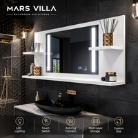 Miroir de salle de bain intelligent à LED Mars Villa, design personnalisé, dernière génération, avec étagères de rangement intégrées pour projets hôteliers