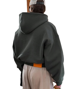 Yingling Plain Thick 500/400gsm Boxy Sudadera con capucha en blanco para hombre de algodón de gran tamaño Fleece Sudadera con capucha personalizada Heavyweight Cropped Hoodie - Product Image 4