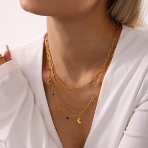 Collar de Moda con Múltiples Dijes, Chapado en Oro Real de 18K, Acero Inoxidable, Resistente al Deslustre, para Mujeres y Niñas - Product Image 3