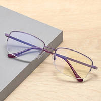 Lunettes de lecture pour femmes à demi-cerclées de style rétro, monture en métal, verres anti-lumière bleue, lunettes de lecture optiques