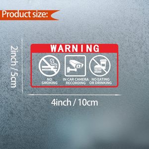 Pegatina de Vinilo para Coche, Advertencia de Prohibido Fumar, Grabación con Cámara, Prohibido Comer y Beber, Adhesivo Rectangular Autoadhesivo de 4x2 Pulgadas - Product Image 1