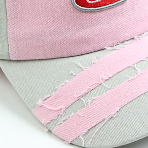 Casquette de baseball brodée rose et <span class=keywords><strong>gris</strong></span> porte-bonheur, casquette snapback ajustable en coton vieilli pour <span class=keywords><strong>femme</strong></span> - Product Image 6
