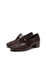 Mocassins Penny en Cuir Véritable pour Femme, Motif Anguille Gaufré, Logo Embossé, Chaussures Habillées Décontractées pour Bureau et Affaires, Prise en Charge OEM/ODM