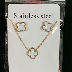 Set di Gioielli Quadrifoglio Portafortuna, Bracciale con Cinque Fiori, Collana per Clavicola, <span class=keywords><strong>Orecchini</strong></span> Abbinati, Gioielli da Donna - Product Image 3