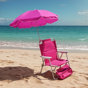 Silla de Playa Infantil Fucsia con Sombrilla de Acero 37x40x47 cm - Product Image 2