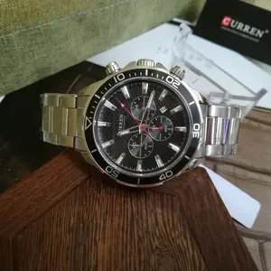 Curren 8309顶级品牌手表不锈钢大重型表盘计时手表日期石英钟奢华男士腕表