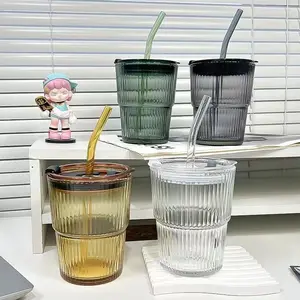 Бамбуковая цветная чашка для содовой в форме воды, 16 унций, бокал для пива с крышкой и соломой