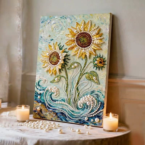 Kit de Pintura de Perlas de Girasol DIY, Arte Mural Estereoscópico 3D Enmarcado, Pintura Decorativa Premium de 30*40, Suministros para Regalos Hechos a Mano - Product Image 1