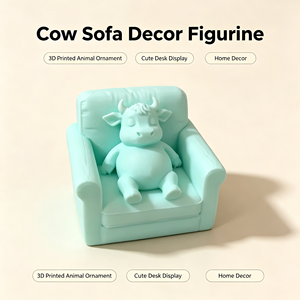 Cow Sofa <b>Decor</b> Figurine 3D Printed Cute Animal Sofa Ornament For Living Room Office Desk Bookshelf Display <b>Home</b> Decoration <b>Gift</b> - Product Image 1