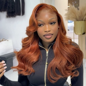 Haute qualité 613 <span class=keywords><strong>Blonde</strong></span> vrais cheveux humains perruque rouge couleur personnalisée sans colle os perruque de cheveux raides dentelle fermeture frontale perruque - Product Image 4