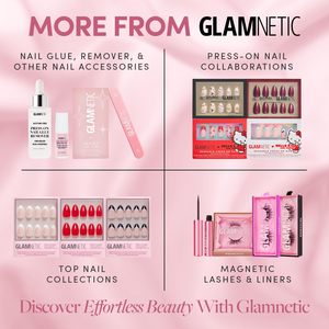 Ongles pressés Glamnetic, forme amande courte, blancs, paillettes, pointes françaises, motifs 3D, finition brillante, matériau ABS, 15 tailles, <span class=keywords><strong>kit</strong></span> de 30 ongles - Product Image 6