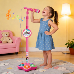 Microphone en plastique pour enfants avec support, karaoké, instrument de musique, jouets éducatifs pour développer le cerveau, cadeau pour garçons et filles - Product Image 2