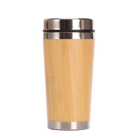 Bouteille isotherme en acier inoxydable avec couvercle en bambou, écologique, anti-fuite, pour cadeaux d'affaires, emballage personnalisé, vente en gros