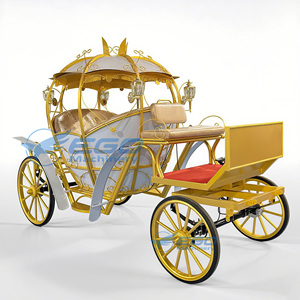 Chariot royal électrique blanc simple à quatre roues, chariot royal électrique sans chevaux, chariot citadine électrique en forme de citrouille - Product Image 1