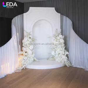 Décor d'événements modernes LEDA, toile de fond en acrylique blanc personnalisée, formes irrégulières, fleurs suspendues, fond pour mariage - Product Image 2
