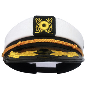 Gorra de <span class=keywords><strong>Capitán</strong></span> Blanca al por Mayor, Gorra de la Marina Americana, Gorra de Marinero Europeo-Americano, Sombrero de Yate, Gorra de Marinero para Fiestas - Product Image 2