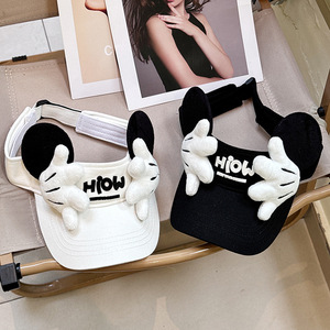 Cappello Parasole con Orecchie <span class=keywords><strong>di</strong></span> Topolino Stile Cartone Animato, con Mani in Peluche 3D, Traspirante Estivo, Cappellino Aperto <span class=keywords><strong>per</strong></span> Bambini, Ideale <span class=keywords><strong>per</strong></span> Vacanze e Parchi a Tema - Product Image 1