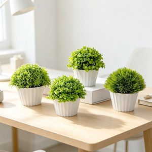 Plante artificielle en pot, bonsaï hémisphérique en plastique, ornement de bureau, 12,5 cm, décoration de salon - Product Image 2