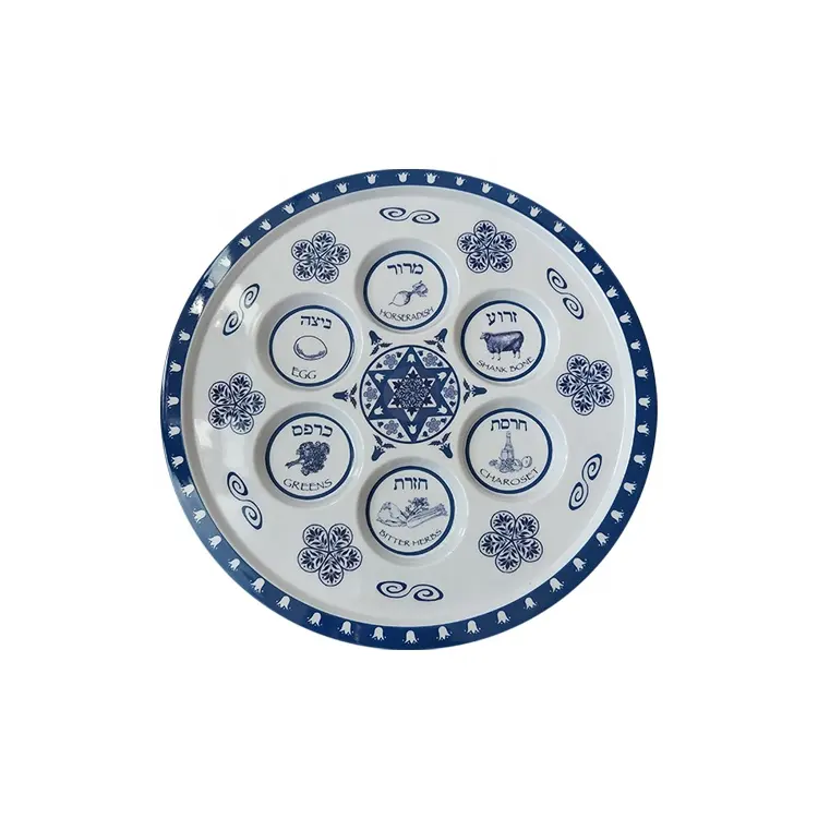 OEM Factory Direct Custom Melamine plastic Judaism 12 inch Passover Jewish Seder Plate