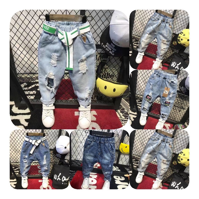 Ripped Kids Jeans Stylish Casual Children Denim