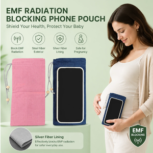 Pochette de téléphone personnalisée en acier inoxydable avec doublure en fibre argentée, cordon de serrage, sac anti-ondes EMF Faraday pour femmes enceintes - Product Image 1