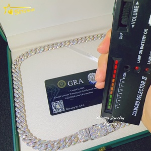 Bán Buôn Giá 12Mm Vòng Cổ 925 Sterling Silver Iced out Hip Hop VVS Moissanite Kim Cương Cuba Vòng Đeo Tay Liên Kết Chuỗi - Product Image 5