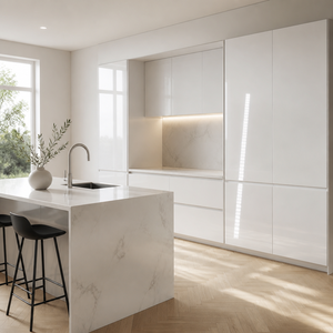 Pannello in <span class=keywords><strong>MDF</strong></span> <span class=keywords><strong>Laccato</strong></span> Lucido 18mm <span class=keywords><strong>Bianco</strong></span> Puro Impermeabile per Mobile Bagno e Ante Cucina - Product Image 5