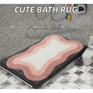 Custom Machine Made Modern Style Polyester Tufted Bathroom Rug Absorbent Funny Shower Rug for Apartment Washable Cute Microfiber - Product Image 2