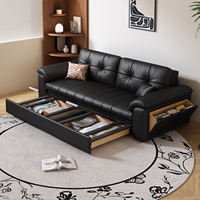 Canapé-lit moderne minimaliste pliable multifonctionnel en similicuir, adapté aux animaux de compagnie, avec structure métallique et rangement